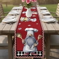 thumbnail image 4 of Red Vintage Gnomes Table Runner - 70 Inch Long Black Checkered Retro Art Cotton and Linen Blended Dress Scarves Farmhouse Table Runner for Kitchen Dining, Coffee Table, 13" x 70", 4 of 8