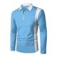 thumbnail image 3 of Gibobby Playera polo hombre Camisa informal con cremallera y empalme para hombre, blusa con cuello vuelto, blusa de manga larga, camisa informal a la mod(Azul,G), 3 of 4