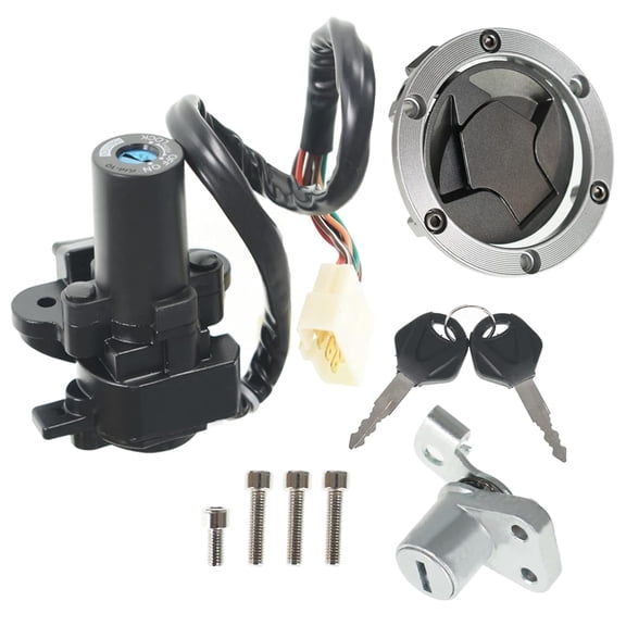 munirater A Full Lock Key Set with Ignition Switch Lock Gas Cap Cover Seat Lock Keys Replacement for Kawasaki Ninja 250R EX250J 2008-2012