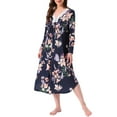 thumbnail image 1 of INSPIRE CHIC Vestidos de casa largos de flores para mujeres, camisones de manga larga, pijamas Moomoo, L Azul, 1 of 6