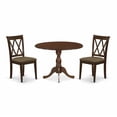 thumbnail image 2 of East West Furniture DMCL3-MAH-C 3 Piece Dining Room Set Consists of 1 Drop Leaves Dining Table and 2 Mahogany Linen Fabric Dining Room Chairs with Double X-Back - Mahogany Finish, 2 of 10