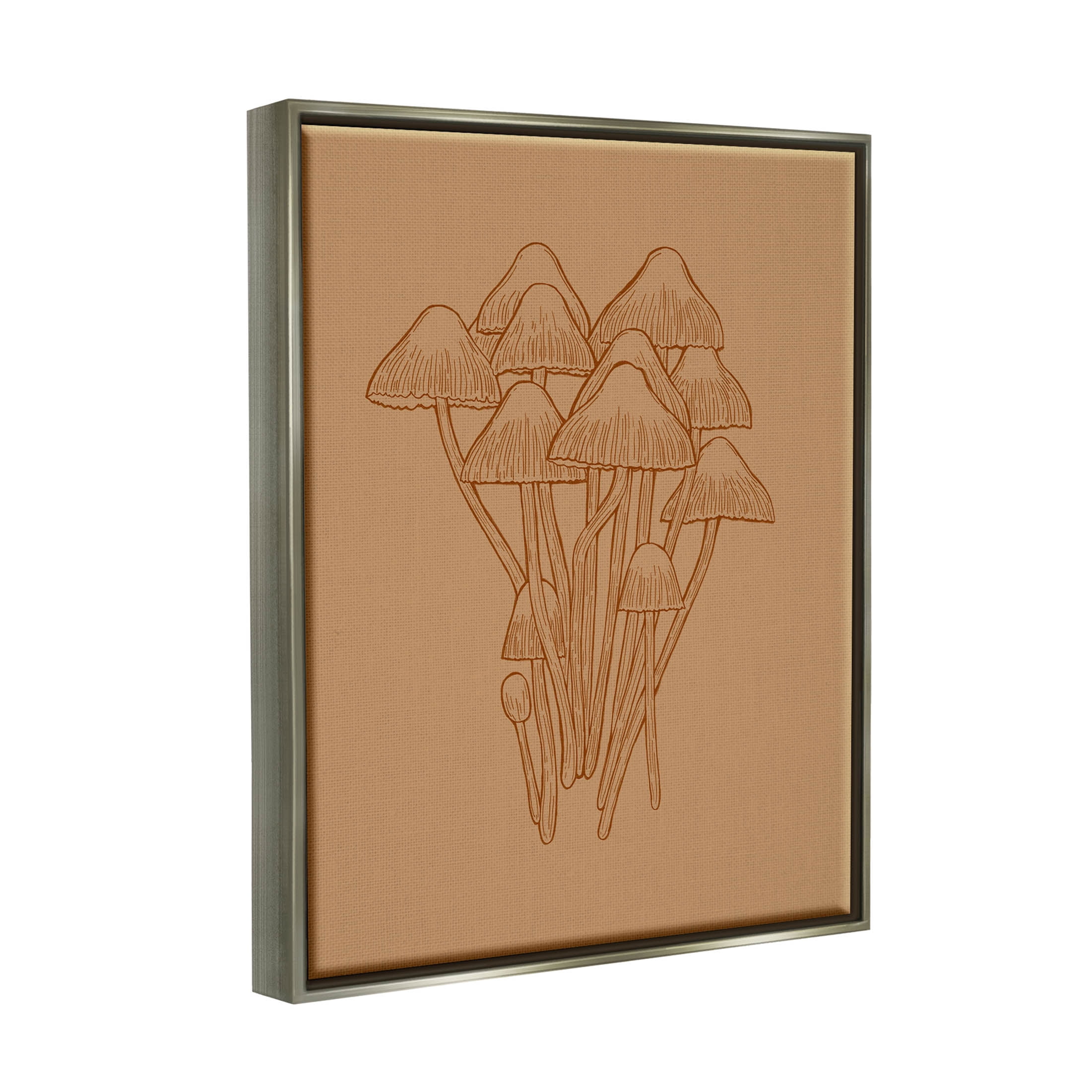 Stupell Industries Brown Mushrooms Detailed Nature Graphic Art Luster Gray Floating Framed Canvas Print Wall Art, Design by Ziwei Li