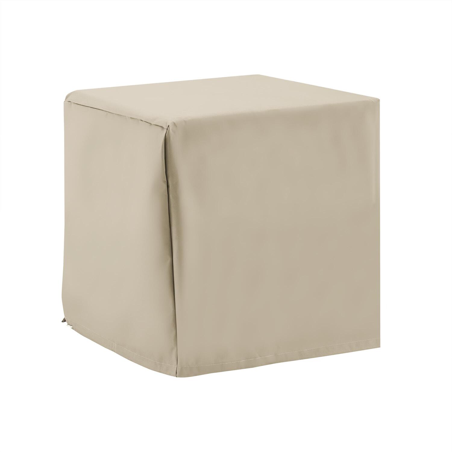 Outdoor End Table Cover - Waterproof Vinyl Patio Furniture Protector - Washable, Tan - 21" x 21"