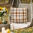 thumbnail image 4 of Brown Checked Throw Pillow Covers 18x18 Inch Set of 2, Watercolor Coffee Buffalo Plaid Waterproof Outdoor Pillow Covers, Decorative Cushion Pillowcases for Couch, Sofa, Bed, Garden, Patio, 4 of 9