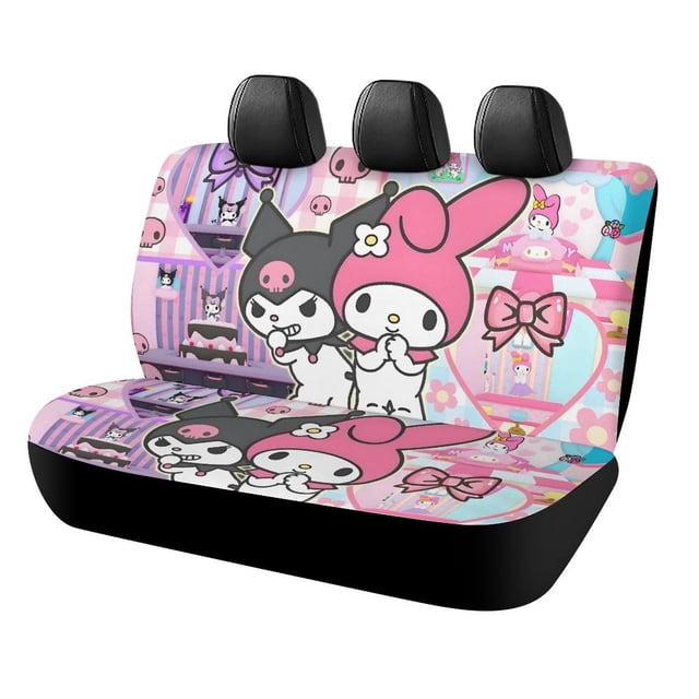 My Melody-theme Car Rear Seat Covers Back Elastic Flexible Car Seat Covers Decorative Fits Most Cars 120x59x76cm