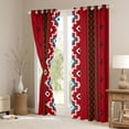 thumbnail image 3 of Homewish Retro Boho Aztec Black Out Curtains,Vintage Striped Rhombus Curtains Pack of 2 (42x63 Each),Red Cyan Beige Bedroom Curtains For Adults,Super Cozy Room Decor, 3 of 6