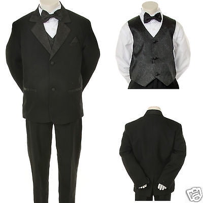 

Infant Toddler Boy Wedding Formal Black Party Tuxedo Suit S M L XL 2T 3T 4T-20