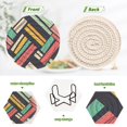 thumbnail image 4 of Yayeee 6 PCS Drink Coasters with Holder Set Woven Absorbent Round Tabletop Hot Pad, Red Geometric, 4 of 7