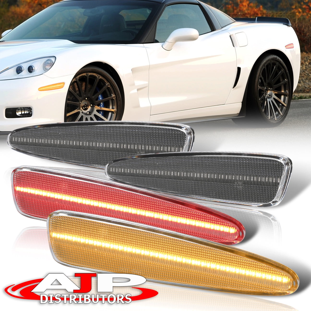 For 20052013 Chevrolet Corvette C6 (4Pieces) Front Amber Rear Red LED