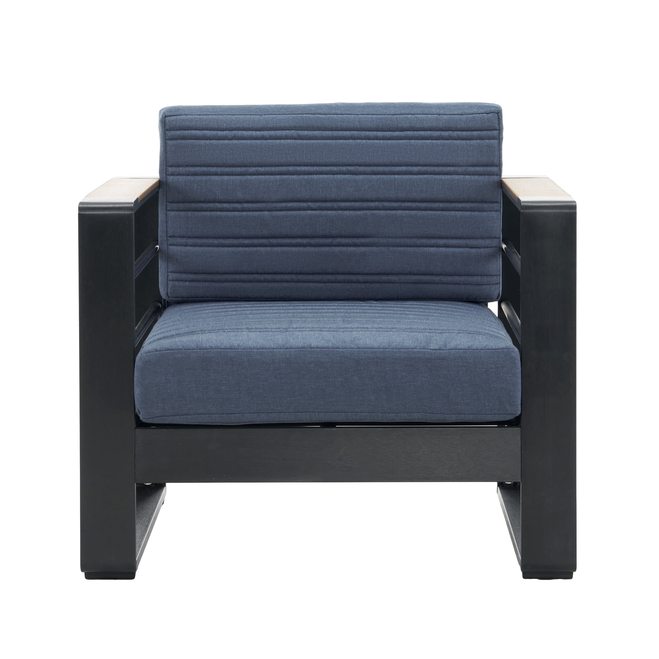Negley Minimalism Aluminum Outdoor Club Chair with Cushions, Blue