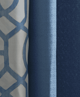 Mainstays Kingswood Solid and Printed Sheer Grommet Curtain Panel Set, 4 Piece, Blue Moonlight, 27.5" W x 63" L