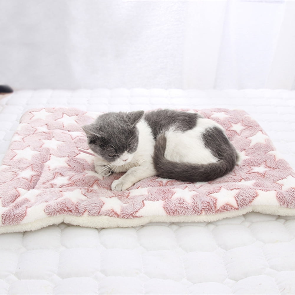 UDIYO Pet Dog Cat Star Paws Bed Mat Soft Fleece Blanket Warm Sleeping Cushion Mattress