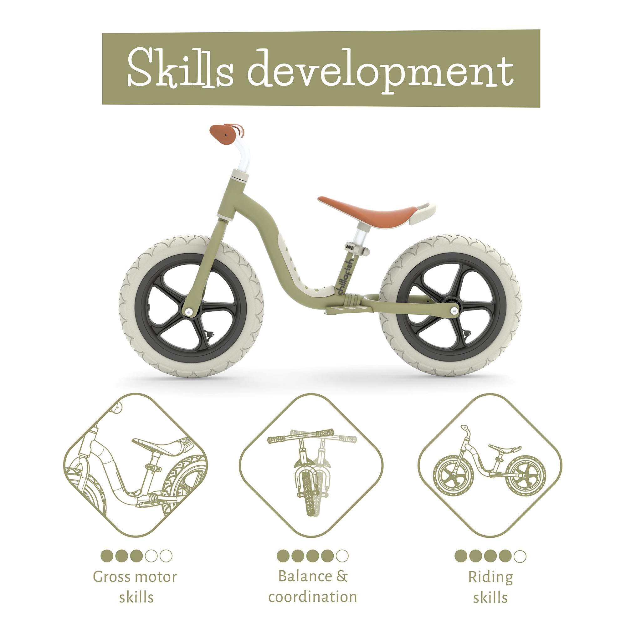 Chillafish Charlie Lux Balance Bike 12" Olive photo 8