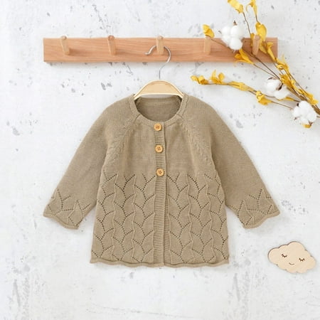 

Baozhu Autumn Baby Girls Sweater Toddler Knit Cutout Cardigans Newborn Knitwear Long-sleeve Baby Jacket Tops Clothes