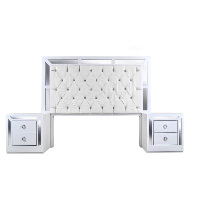 Recamara KS 3 Piezas Emilia Blanco y Plata - Kessa Muebles