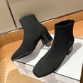 thumbnail image 3 of NECHOLOGY Botas Mujer Adulto Femenino Zapatos Botines de mujer Moda mujer malla Color sólido otoño suela gruesa tacones cuadrados Slip On Botines cortos zapatos de punta redonda (Black, 7.5), 3 of 6