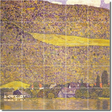 Ceramic Tile Mural-Gustave Klimt Country Painting 162. 21.25" w x 21.25" h using (25) 4.25 x 4.25 ceramic tiles