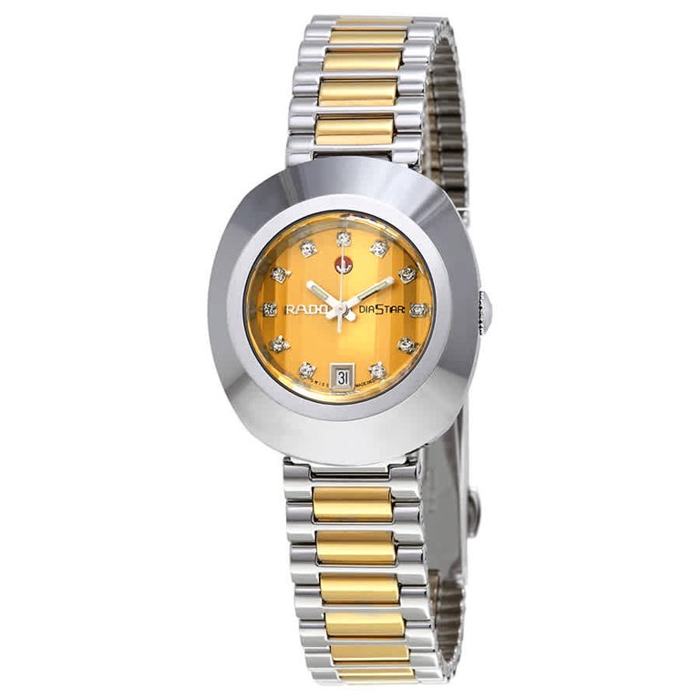 Rado Original Diastar Automatic Diamond Gold Dial Ladies Watch