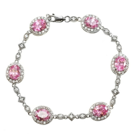 Michael Valitutti Signity Sterling Silver Pink And White Cubic Michael Valitutti Signity Sterling Silver Pink And White Cubic Zirconia Bracelet