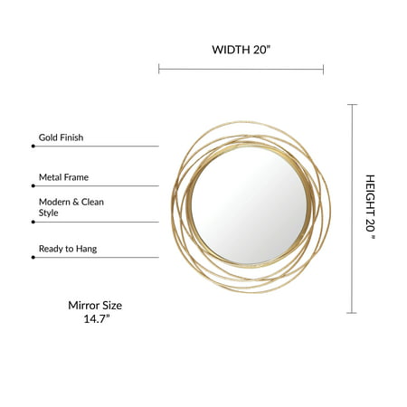 Mirrorize Canada 20 Dia Framed Gold, How To Hang A Round Mirror With Wire