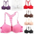 thumbnail image 2 of Wuffmeow Womens Sexy Front Closure Lace Racer Back Push Up Seamless Bra Racerback Bra, 2 of 6