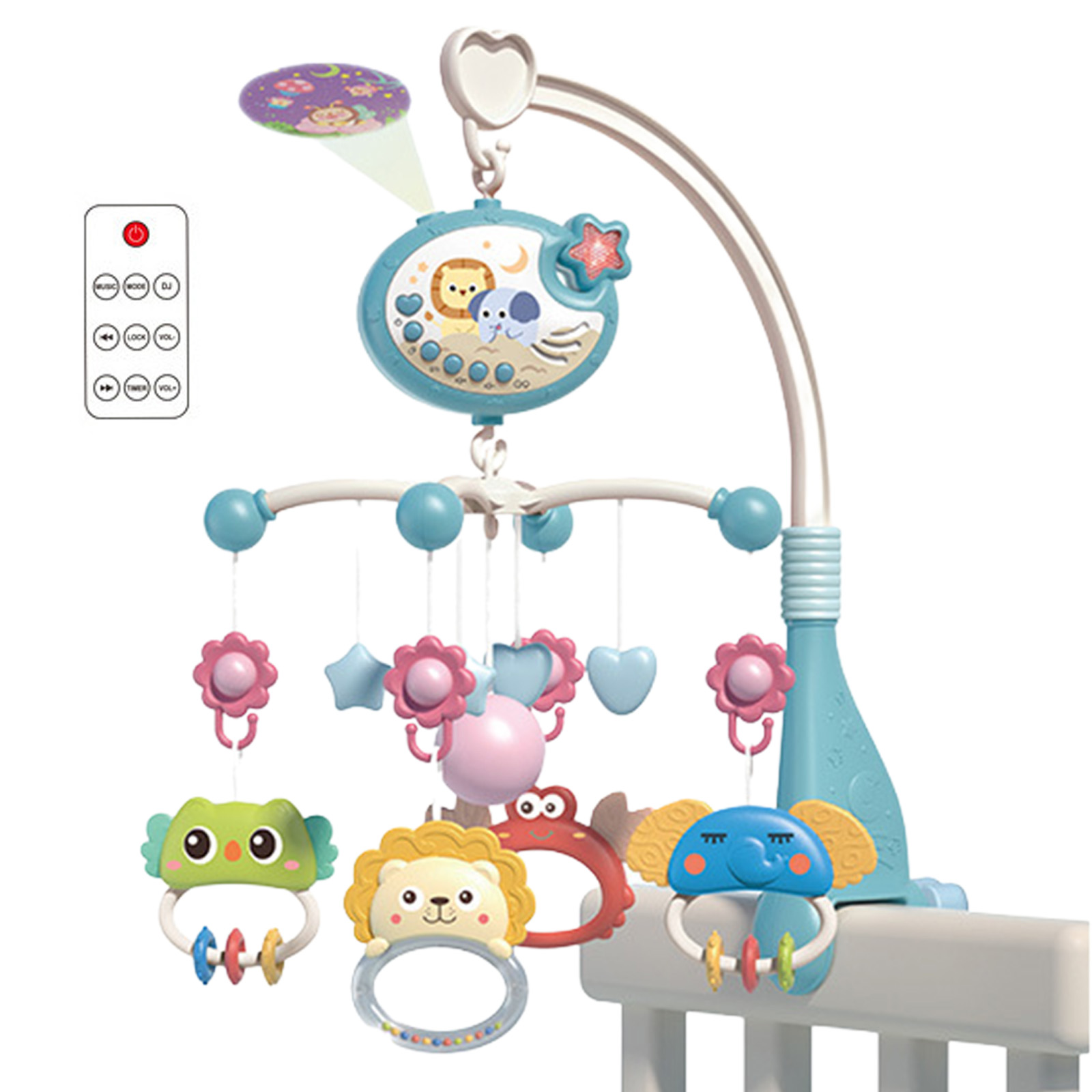 Rotating Baby Crib Mobile Musical Projector Remote Operated 400 Songs Star Lights Visual Tracking Toy