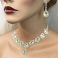 thumbnail image 4 of SmartBy 1 Set Women Necklace Earrings Water Drop-shaped Rhinestone Jewelry Sparkling Bright Luster Jewelry Set for Prom, 4 of 7