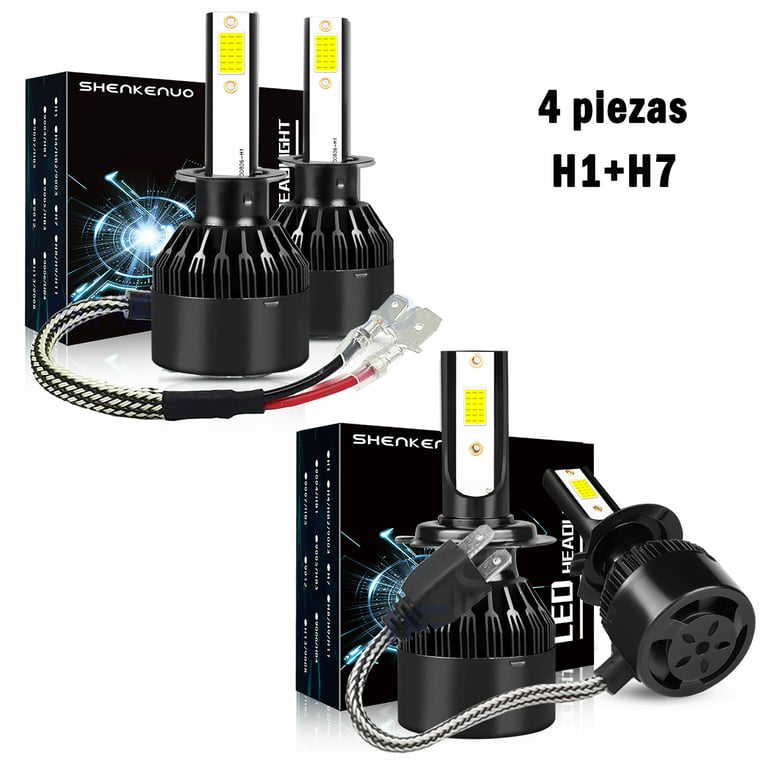 For 2002-2008 Hyundai Sonata LED Headlight Bulbs H1 H7 High/Low Beam 6000K  White 4pcs 