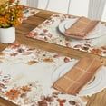 thumbnail image 5 of Fall Flower Maple Leaf Placemats Set of 4, Autumn Gold Leaves Floral Farmhouse Dining Table Place Mats, Rustic Seasonal Thanksgiving Kitchen Decor Home Decoration 12 x 18 Inch, 5 of 5