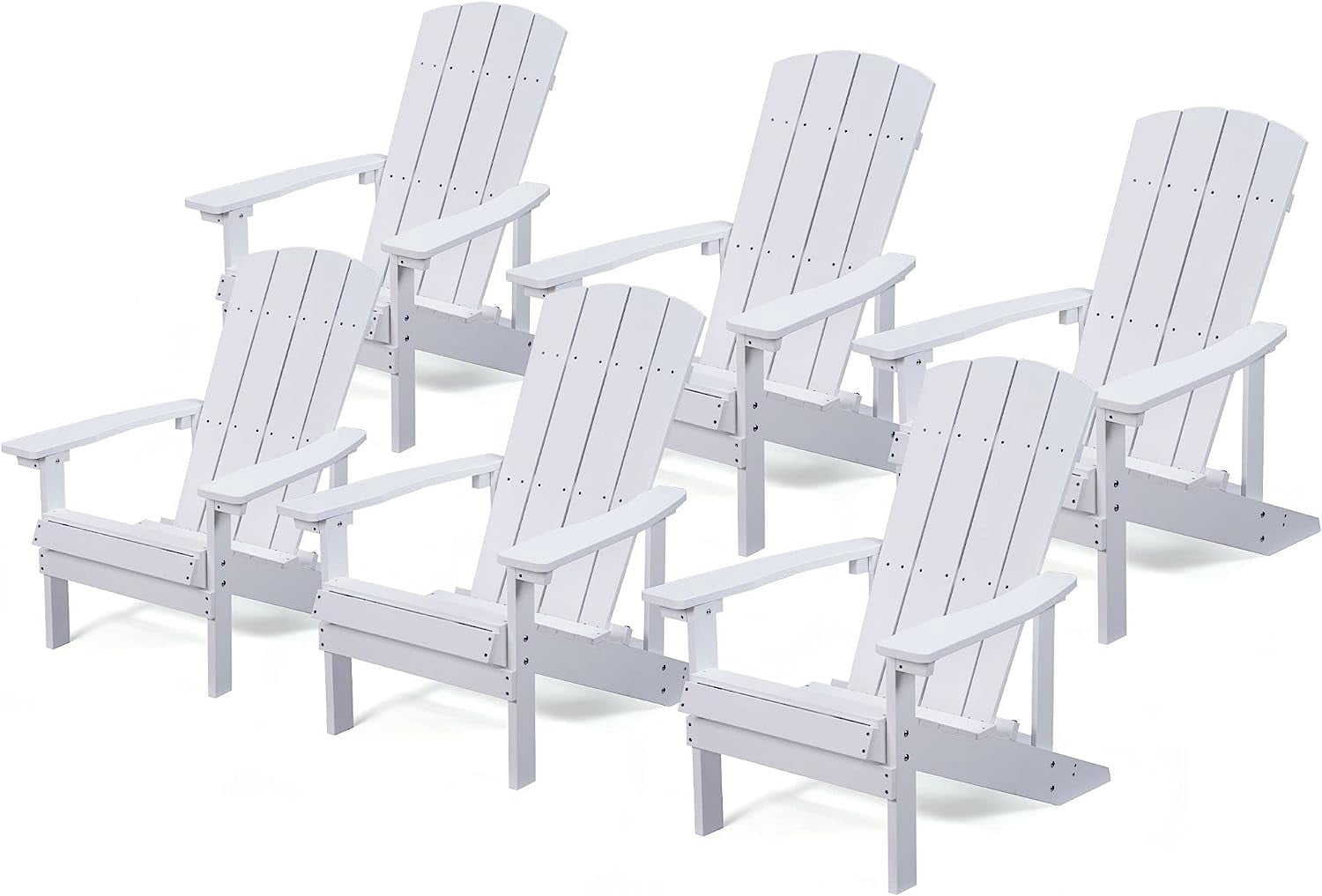 Cozyhom Stackable Adirondack Chairs Set of 6, 400LBS Weight Capacity, Sleek and Durable Designs 