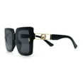 thumbnail image 6 of Womens Squared Half Rim Exposed Lens Plastic Butterfly Fashion Sunglasses All Black, 6 of 8