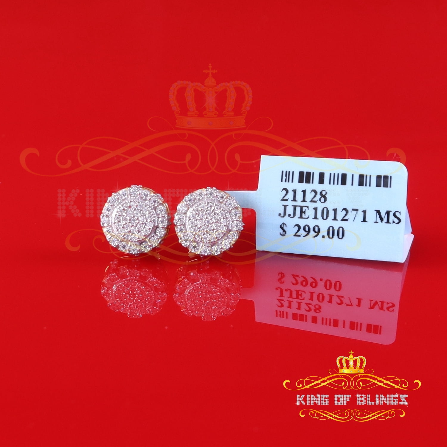 King of Bling's Men's/Womens 925 Silver Yellow 0.50ct VVS 'D' Moissanite Round Stud Earrings