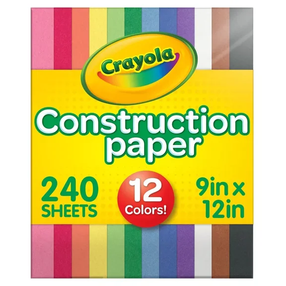 240-Sheet Construction Paper 12-Color: School Supplies for Kids, Craft Paper, 9x12 Inches, Multicolor, Uncoated