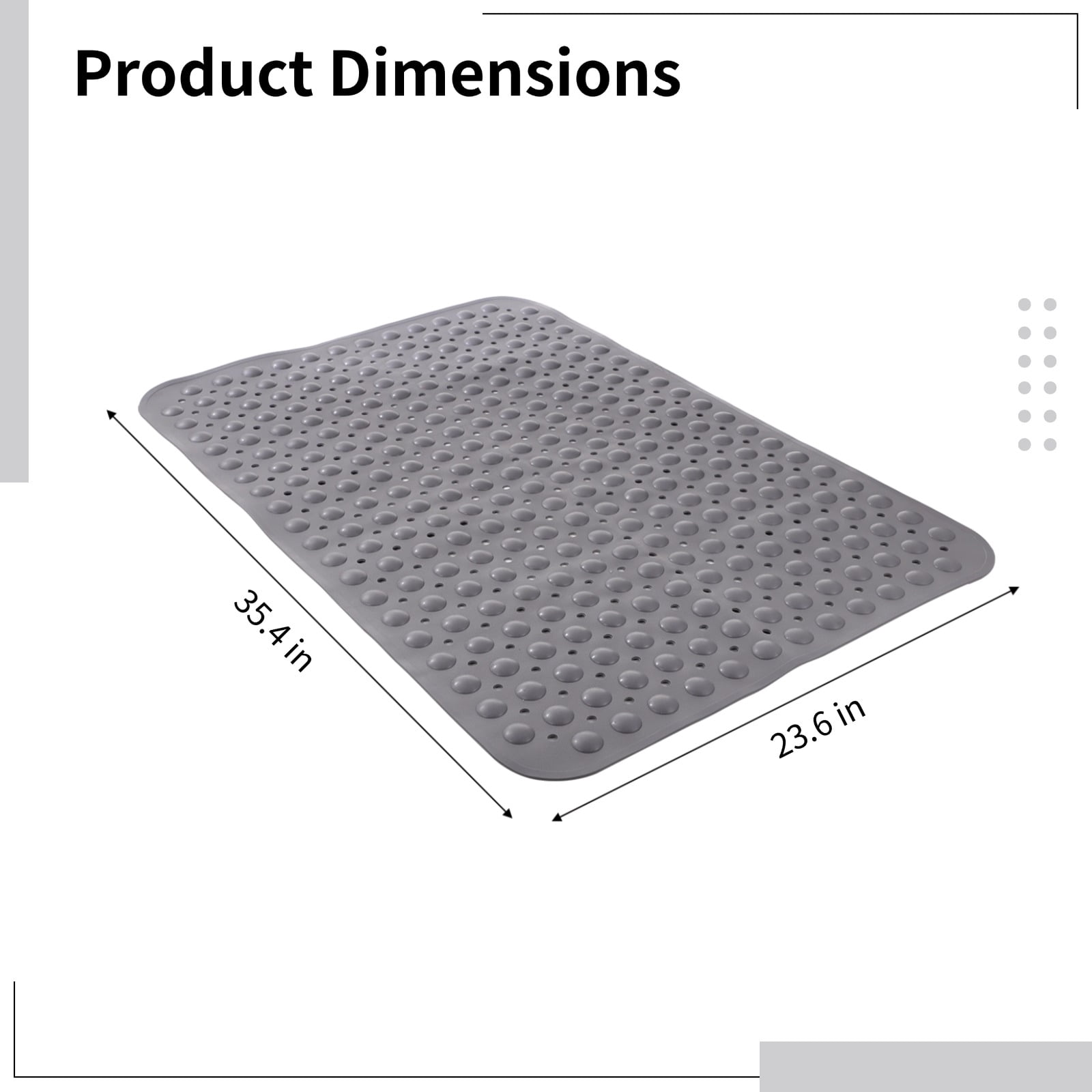 Extra Large Non-Slip Shower Mat – 35.4" x 23.6" TPE Bath Mat with Drain Holes & Suction Cups, Anti-Slip Safety Mat for Walk-In Showers, Elderly, Pregnant Women & Kids, Quick-Drying Design