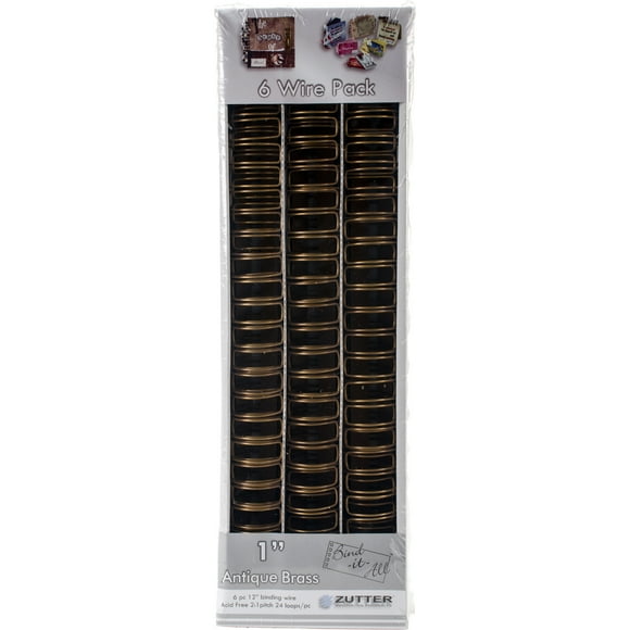 Bind-It-All Owire 1" 6/Pkg-Antique Brass