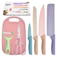 thumbnail image 1 of 7 PCS Wheat Straw Knife Set Chef Knife Bread Knife Peeling Knife Scissors Peeler Cutter Kit with Chopping Board, 1 of 5