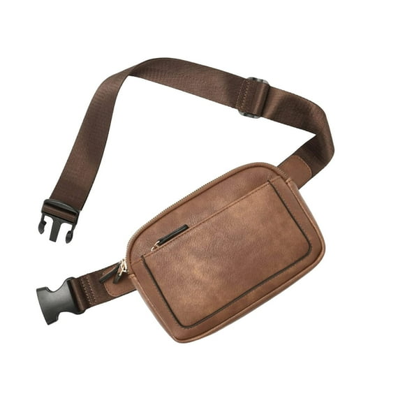 Pochette Légère Imperméable Marron pour Bandoulière avec Ceinture Réglable Multiples Poches Zippées pour Voyage Jogging Randonnée Essentiels Quotidiens Marron