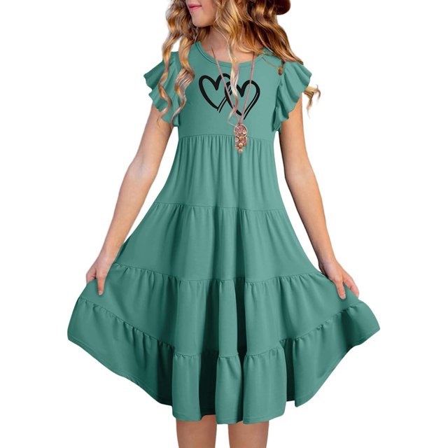 Robe Fille Préado Robe Mignonne Robe d'Anniversaire pour Filles Robe de Fête Filles Vêtements d'Été 12-13 Ans