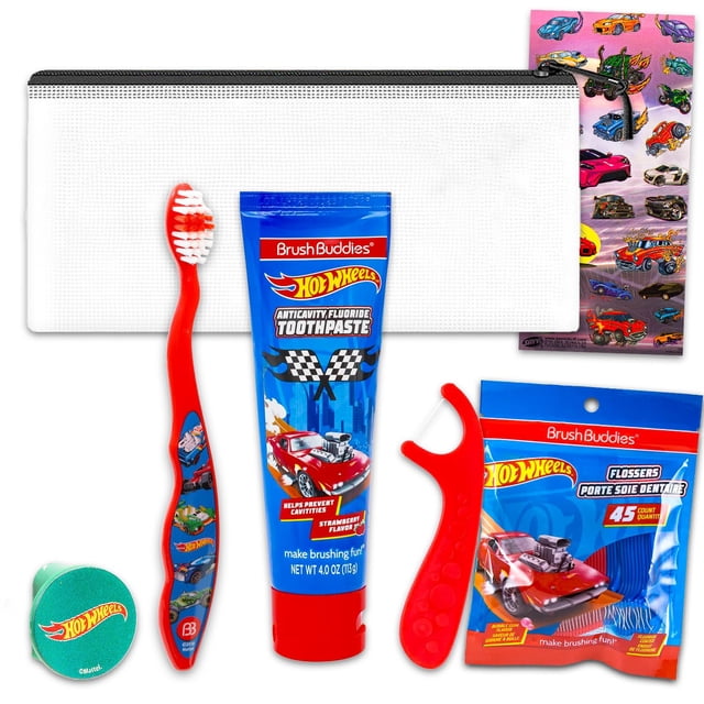 Kit de viaje Hot Wheels para cuidado bucal para niños con cepillo de dientes