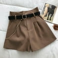 thumbnail image 5 of 2021 New Casual Comfortable Elegant Wild Shorts With Belt Women's Woolen Shorts Autumn Winter Slim Wide Leg A-line Shorts, 5 of 5