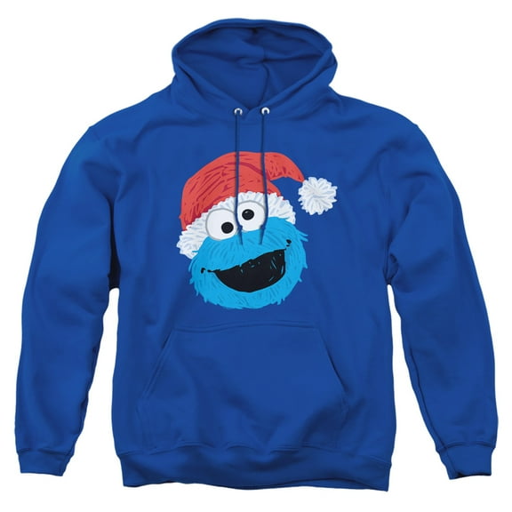 Sesame Street Scribble Christmas Cookie Monster Adult Pull-Over Hoodie, Royal, 2X-Large