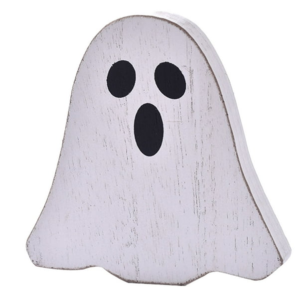 Set decorativo de madera para Halloween, 5 piezas: calabaza, murciélago, sombrero de bruja, caramelos y adornos de mesa para fiestas en casa (10 x 14 cm)