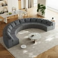 thumbnail image 3 of Corduroy Curved Sectional Foam Sofa with 12 Pillows,Curved Symmetrical Modular Semi Circular Sofa Sectional for Bedroom, Living Room, Office for Leisure Or Nap, Reading Room(Six Modules) (Grey), 3 of 7