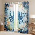 thumbnail image 2 of Feelyou Cartoon Octopus Starfish Black Out Curtains for Kids Boys Girls, Watercolor Sea Animal Curtains Pack of 2 (42x63 Each), Blue, 2 of 6