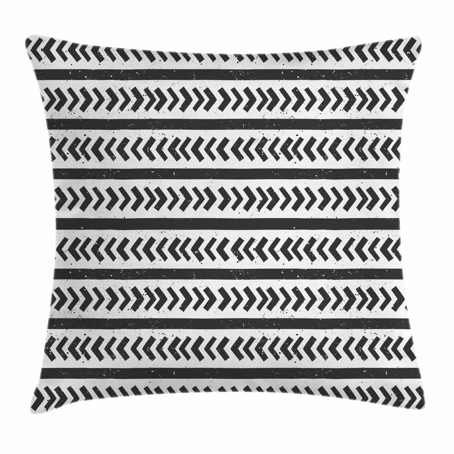 Geometric Throw Pillow Cushion Cover, Hand Drawn Stripes and Arrow