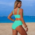 thumbnail image 4 of Solid Color High Waist Bikini Two Piece Swimwear Tankini With Control 3 Piece Swimsuits for Women with Cover up Racing Swimsuit Women plus Exposure Suit L Swim Suit with Shorts Swim Suit Tops for, 4 of 5