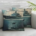 thumbnail image 3 of Chilfamy Aircraft Carrier Print Corduroy Throw Pillow Covers Soft Square Throw Pillow Case Decor Sofa Living Room White, 3 of 5