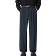 thumbnail image 2 of BADHUB Mens Big and Tall Dress Pant Flat Front Lightweight Business Casual Loose Fit Trousers with Pockets Dark Blue M, 2 of 7