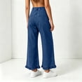thumbnail image 5 of Zulora Women's Fashion High Waist Straight Leg Jeans Ruffle Hem Denim Long Pants with Pockets Button Zipper Casual Trouser, 5 of 9