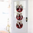 thumbnail image 2 of Decoraciones navideñas – Letrero de alegría – Corona a cuadros de búfalo para puerta de entrada – Decoración rústica de madera de arpillera para el hogar, ventana, pared, granja, Indoo, 2 of 5
